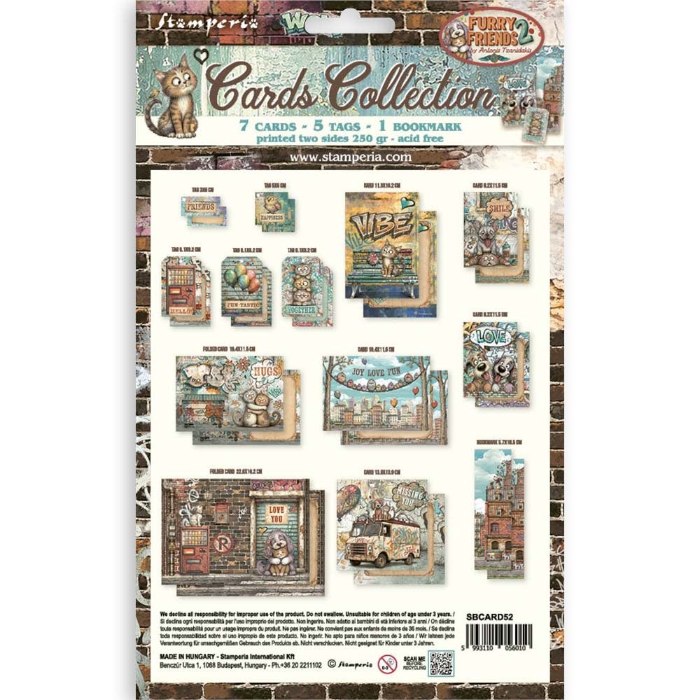 STAMPERIA STAMPERIA FURRY FRIENDS 2 CARDS COLLECTION