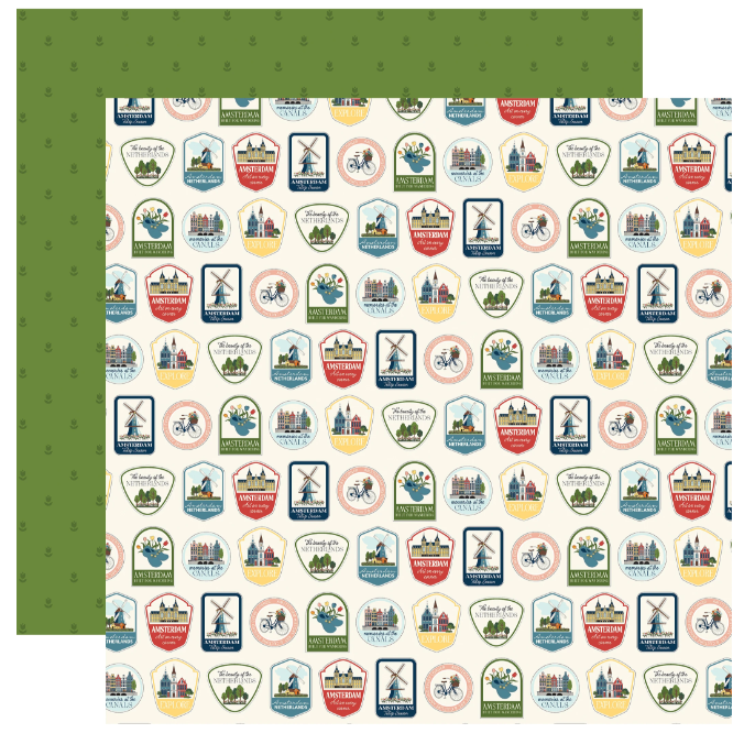 CARTA BELLA CARTA BELLA AMSTERDAM DUTCH TRAVEL PATCHES 12x12 CARDSTOCK