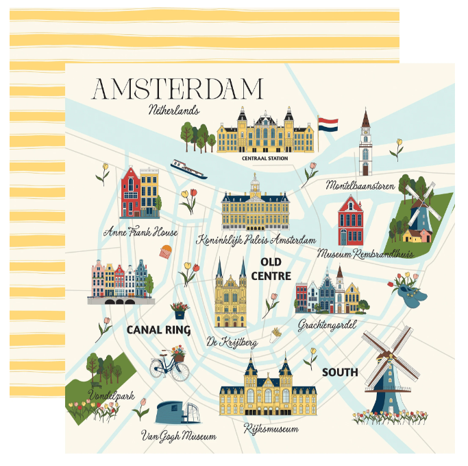 CARTA BELLA CARTA BELLA AMSTERDAM MAP 12x12 CARDSTOCK