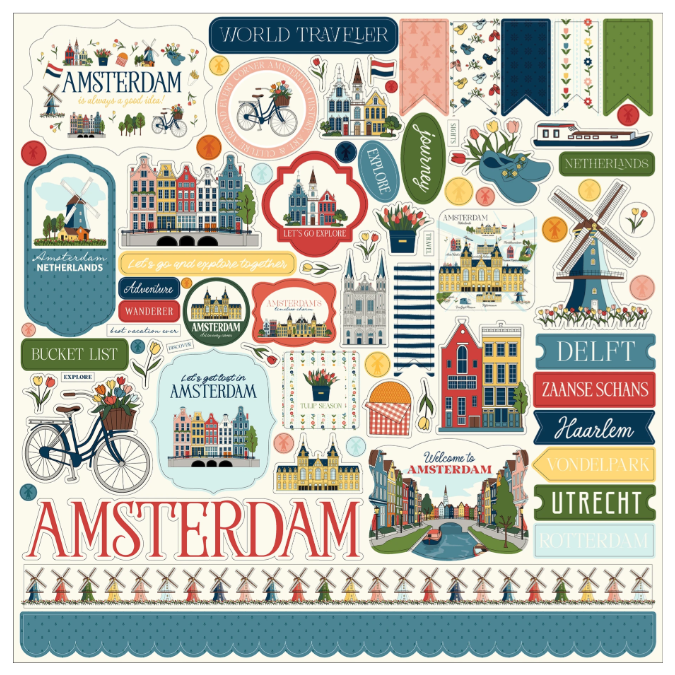 CARTA BELLA CARTA BELLA AMSTERDAM ELEMENTS 12x12 CARDSTOCK STICKERS