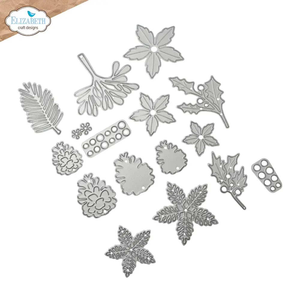 ELIZABETH CRAFT DESIGNS ELIZABETH CRAFT DESIGNS PAPER FLOWERS WARM WISHES FESTIVE FLORAL AND FOLIAGE DIE SET