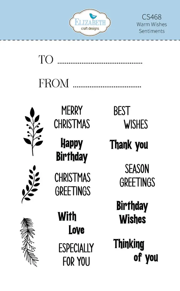 ELIZABETH CRAFT DESIGNS ELIZABETH CRAFT DESIGNS PAPER FLOWERS WARM WISHES SENTIMENTS CLEAR STAMP SET