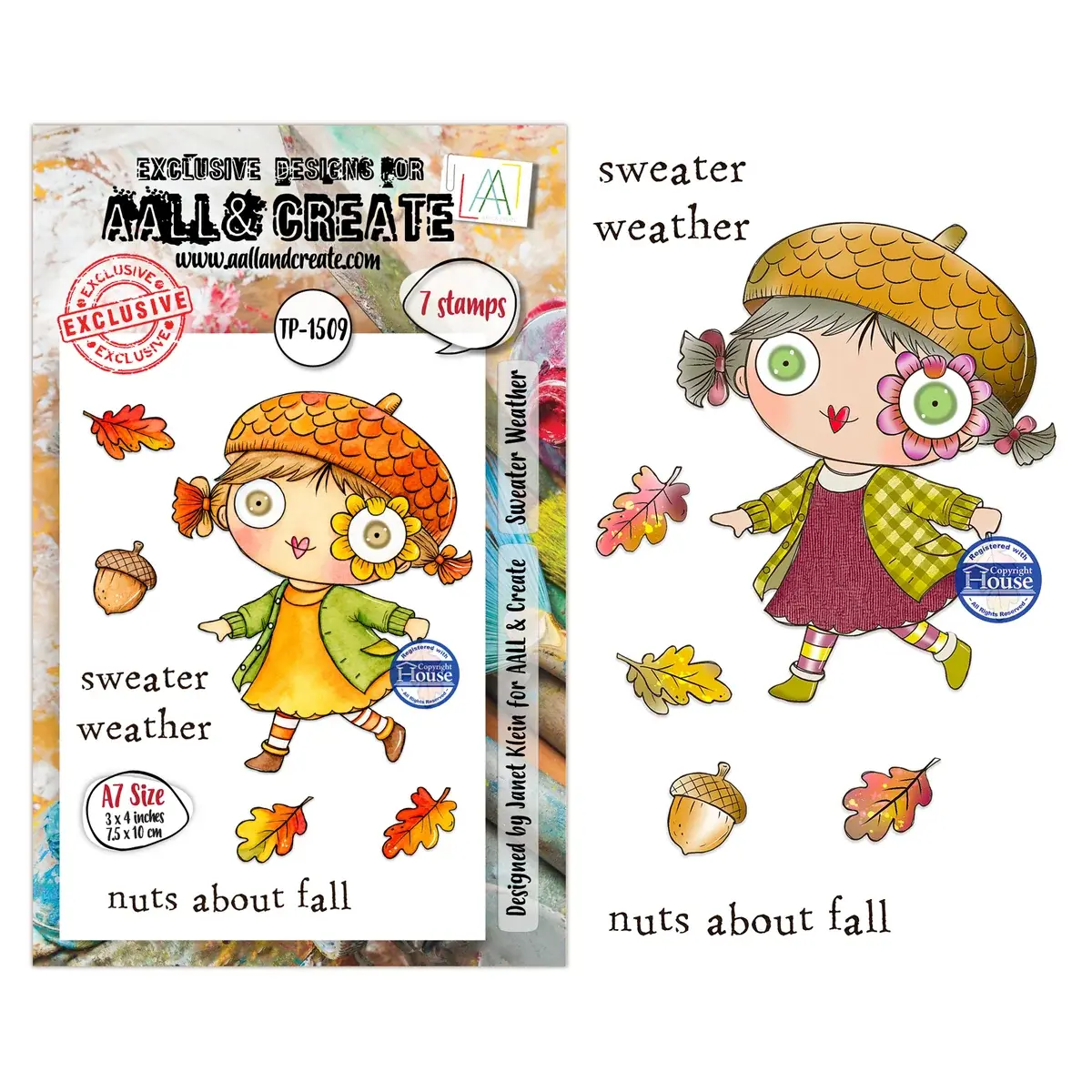 AALL & CREATE AALL & CREATE JANET KLEIN #1509 SWEATER WEATHER A7 CLEAR STAMP SET
