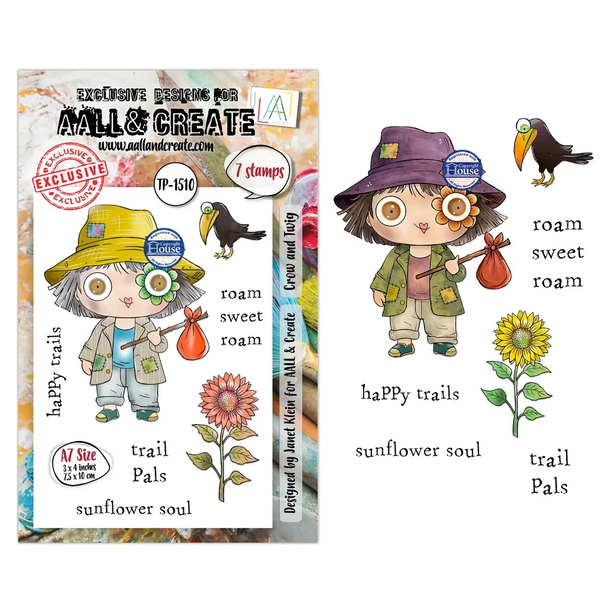 AALL & CREATE AALL & CREATE JANET KLEIN #1510 CROW AND TWIG A7 CLEAR STAMP SET