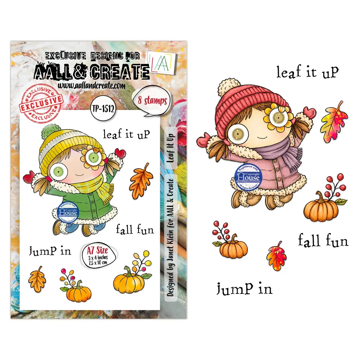 AALL & CREATE AALL & CREATE JANET KLEIN #1512 LEAF IT UP A7 CLEAR STAMP SET