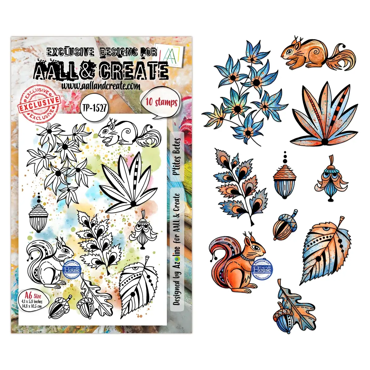 AALL & CREATE AALL & CREATE AZ LINE #1527 P'TITES BETES A6 CLEAR STAMP SET