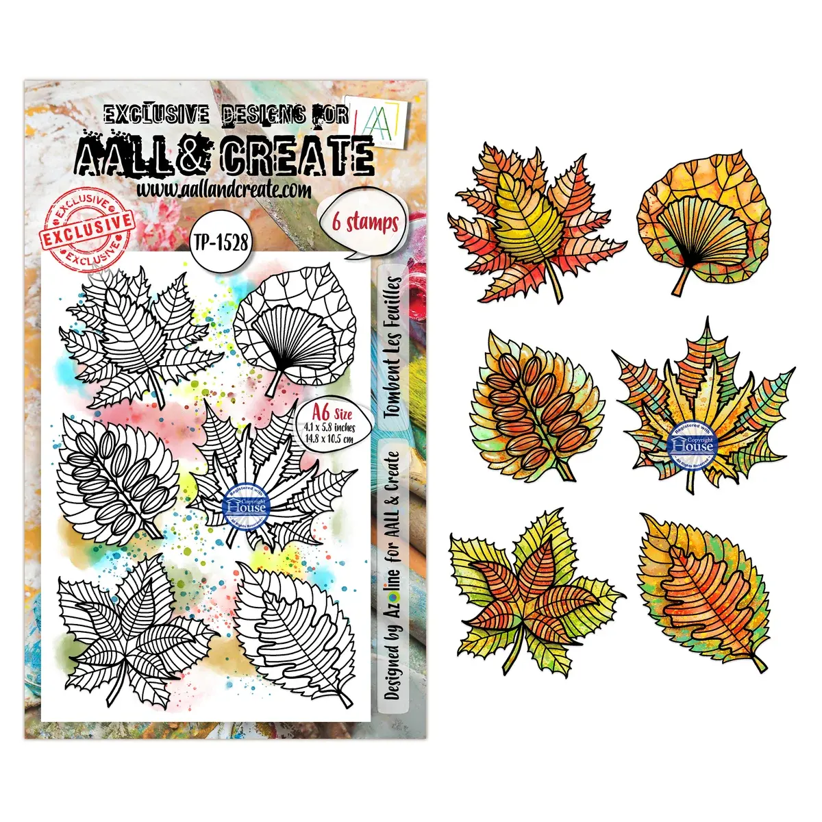 AALL & CREATE AALL & CREATE AZ LINE #1528 TOMBENT LES FEUILLES A6 CLEAR STAMP SET