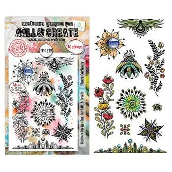 AALL & CREATE AALL & CREATE AZ LINE #1529 FLEURS CURIEUSES A6 CLEAR STAMP SET