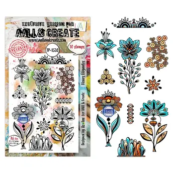 AALL & CREATE AALL & CREATE AZ LINE #1530 FLEURS ÉLÉGANTES A6 CLEAR STAMP SET