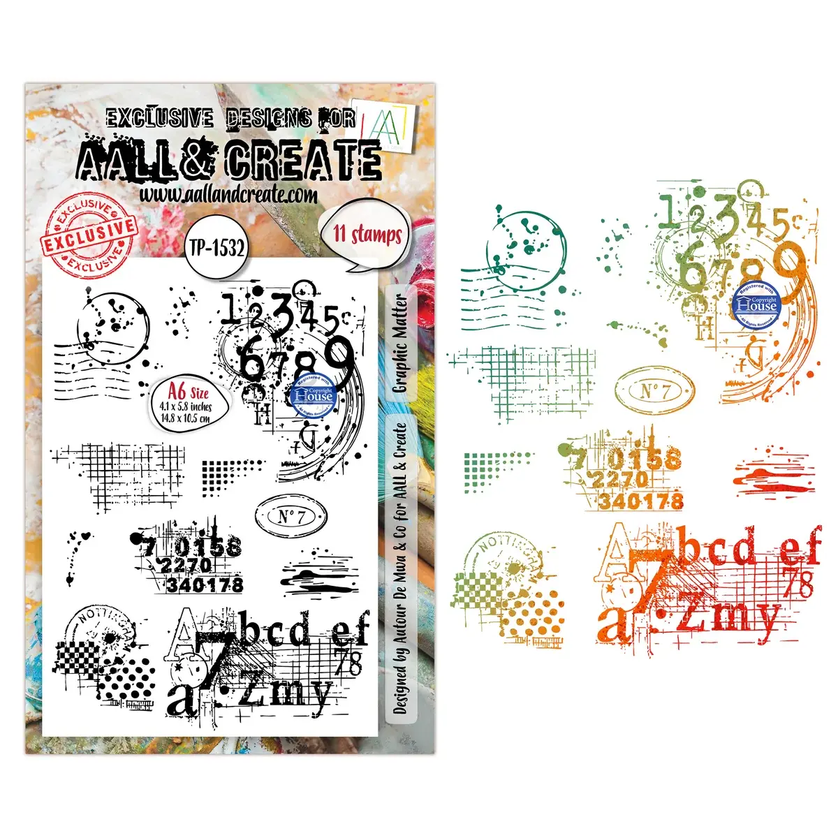 AALL & CREATE AALL & CREATE AUTOUR DE MWA #1532 GRAPHIC MATTER A6 CLEAR STAMP SET