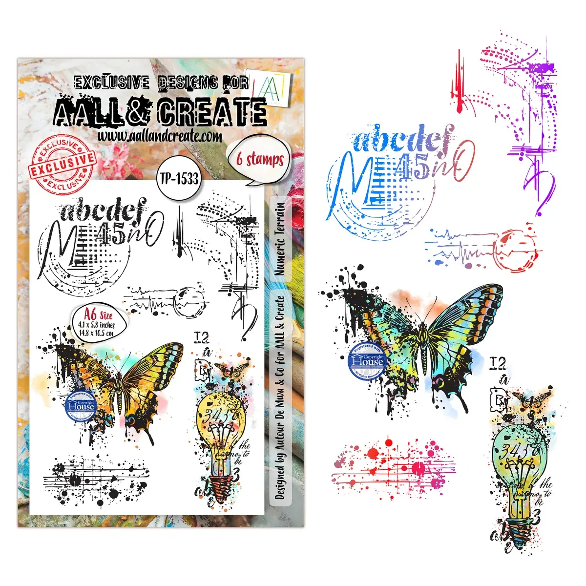 AALL & CREATE AALL & CREATE AUTOUR DE MWA #1533 NUMERIC TERRAIN A6 CLEAR STAMP SET