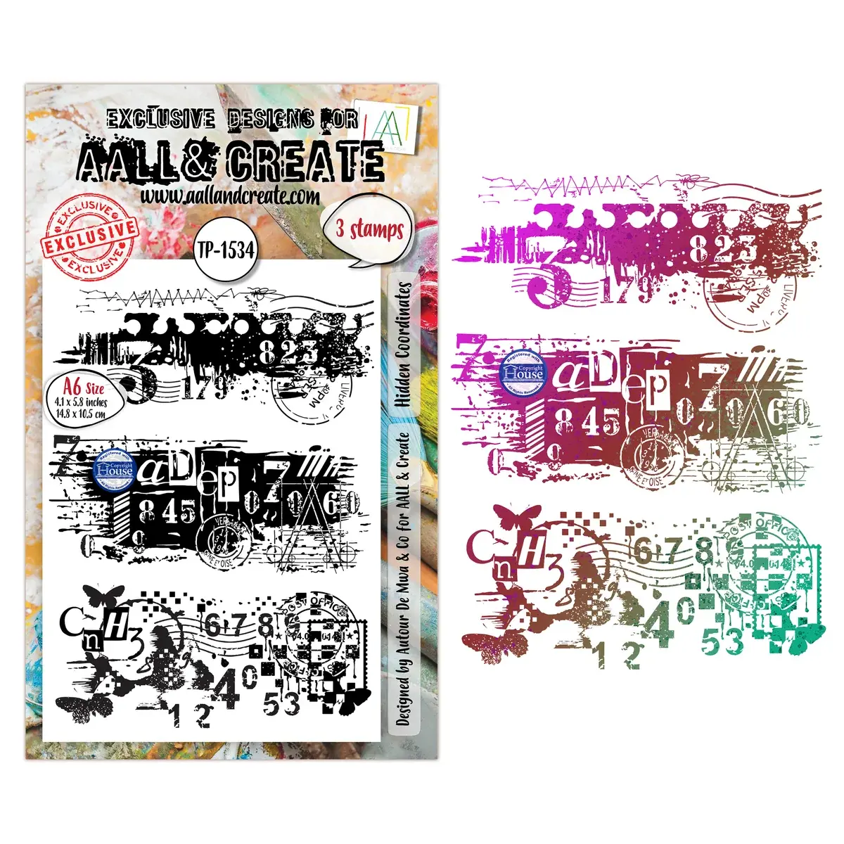 AALL & CREATE AALL & CREATE AUTOUR DE MWA #1534 HIDDEN COORDINATES A6 CLEAR STAMP SET
