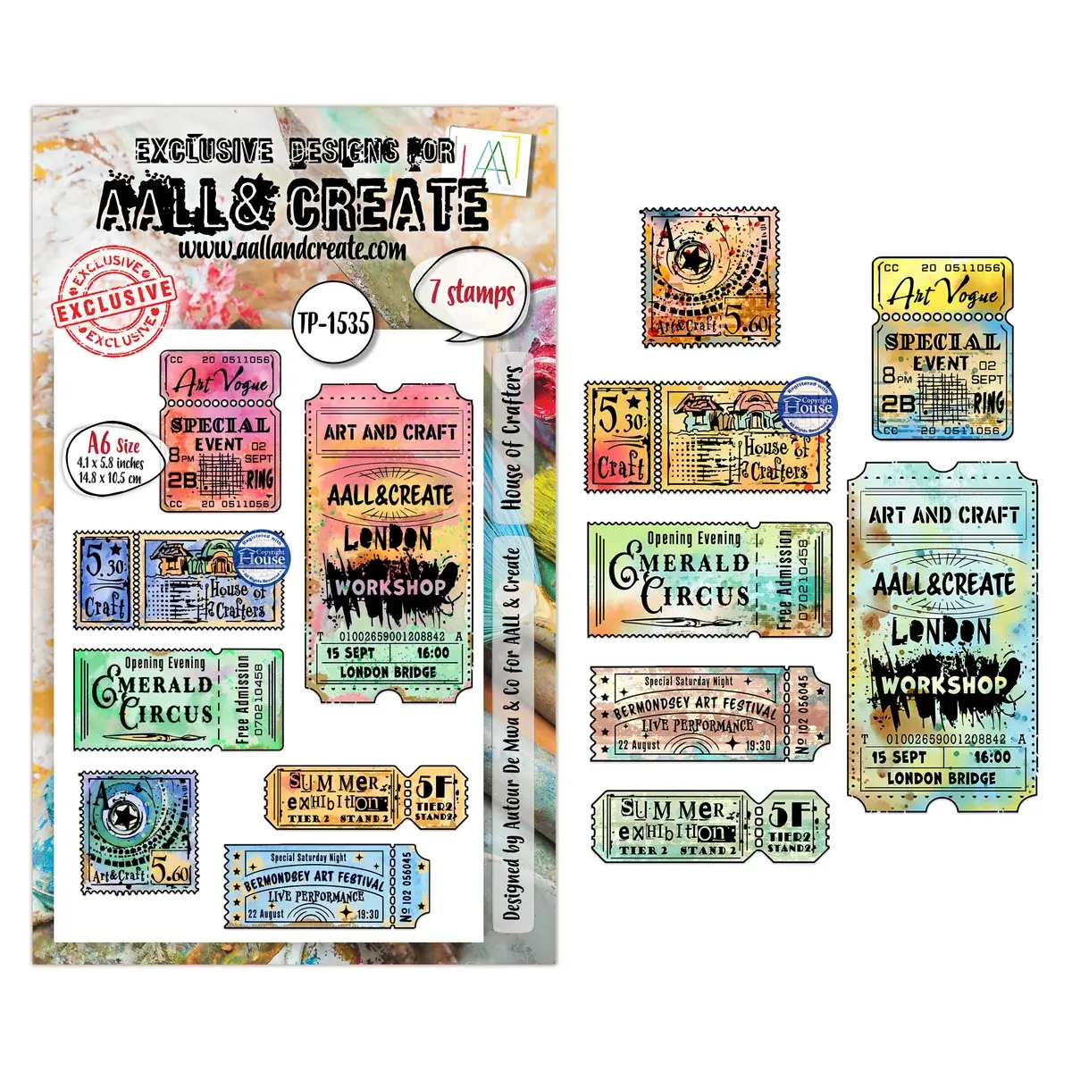 AALL & CREATE AALL & CREATE AUTOUR DE MWA #1535 HOUSE OF CRAFTERS A6 CLEAR STAMP SET