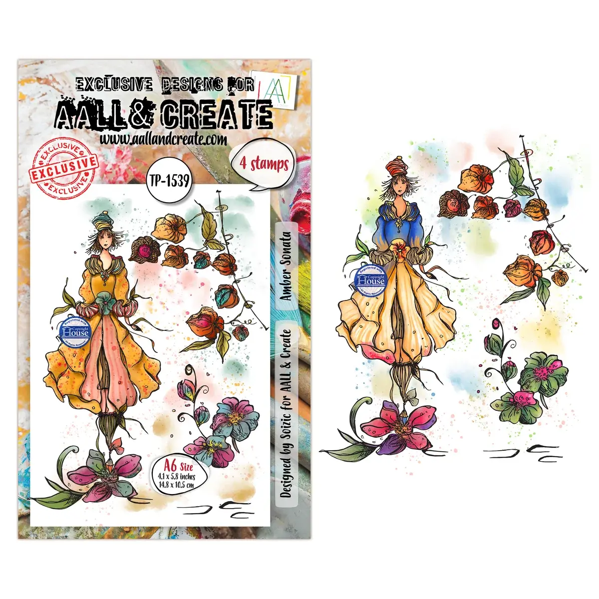 AALL & CREATE AALL & CREATE SOIZIC #1539 AMBER SONATA A6 CLEAR STAMP SET