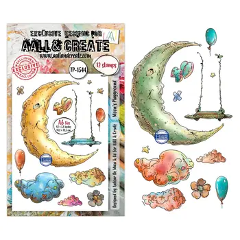 AALL & CREATE AALL & CREATE AUTOUR DE MWA #1544 MOON'S PLAYGROUND A6 CLEAR STAMP SET