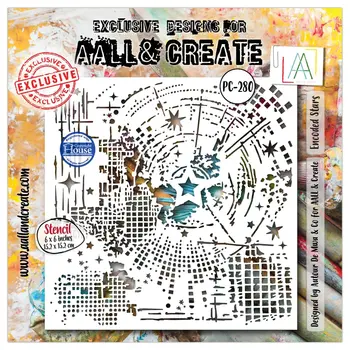 AALL & CREATE AALL & CREATE AUTOUR DE MWA #280 ENCODED STARS 6X6 STENCIL