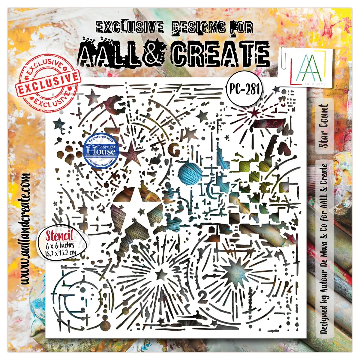 AALL & CREATE AALL & CREATE AUTOUR DE MWA #281 STAR COUNT 6X6 STENCIL
