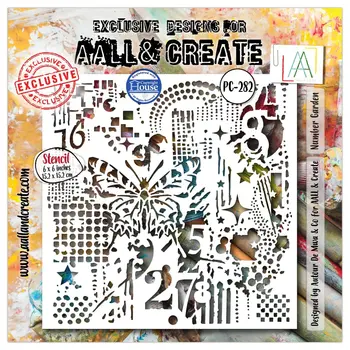 AALL & CREATE AALL & CREATE AUTOUR DE MWA #282 NUMBER GARDEN 6X6 STENCIL