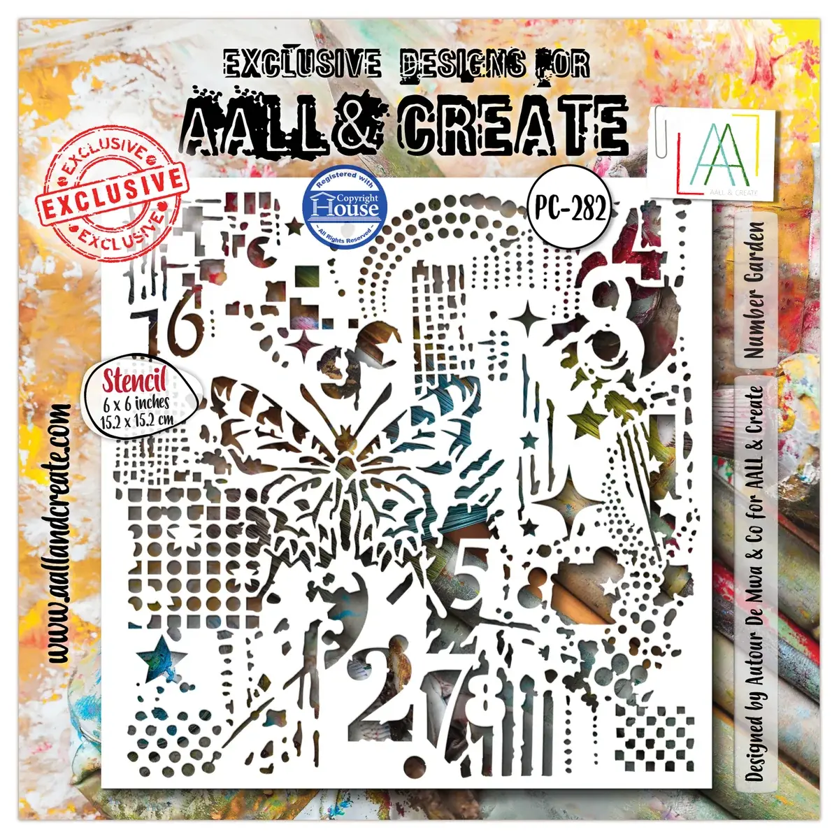AALL & CREATE AALL & CREATE AUTOUR DE MWA #282 NUMBER GARDEN 6X6 STENCIL