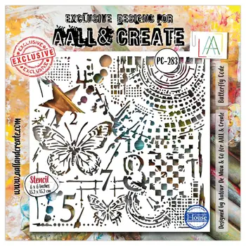 AALL & CREATE AALL & CREATE AUTOUR DE MWA #283 BUTTERFLY CODE 6X6 STENCIL