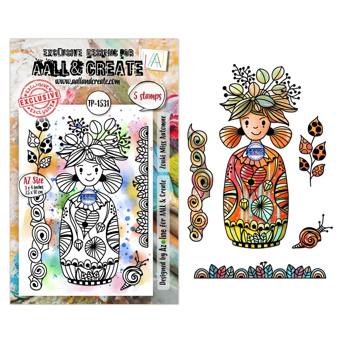 AALL & CREATE AALL & CREATE AZ LINE #1531 ZOUKI MISS AUTOMNE A7 CLEAR STAMP SET