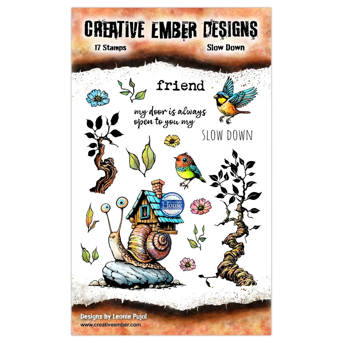 AALL & CREATE AALL & CREATE CREATIVE EMBER DESIGNS SLOW DOWN A6 CLEAR STAMP SET