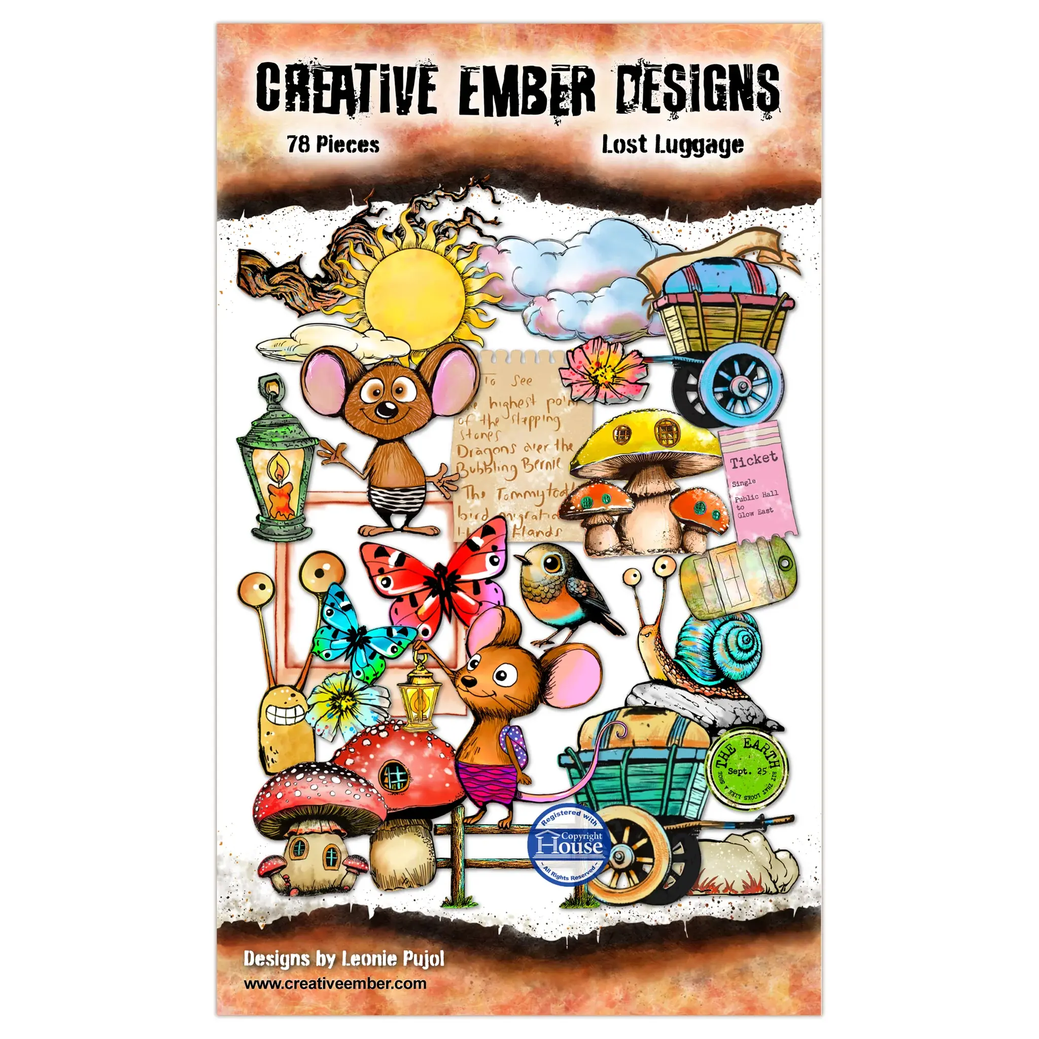 AALL & CREATE AALL & CREATE CREATIVE EMBER DESIGNS LOST LUGGAGE EPHEMERA DIE-CUTS