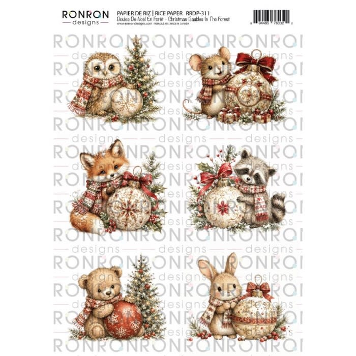 RONRON DESIGNS RONRON DESIGNS BOULES DE NOËL EN FORÊT RICE PAPER