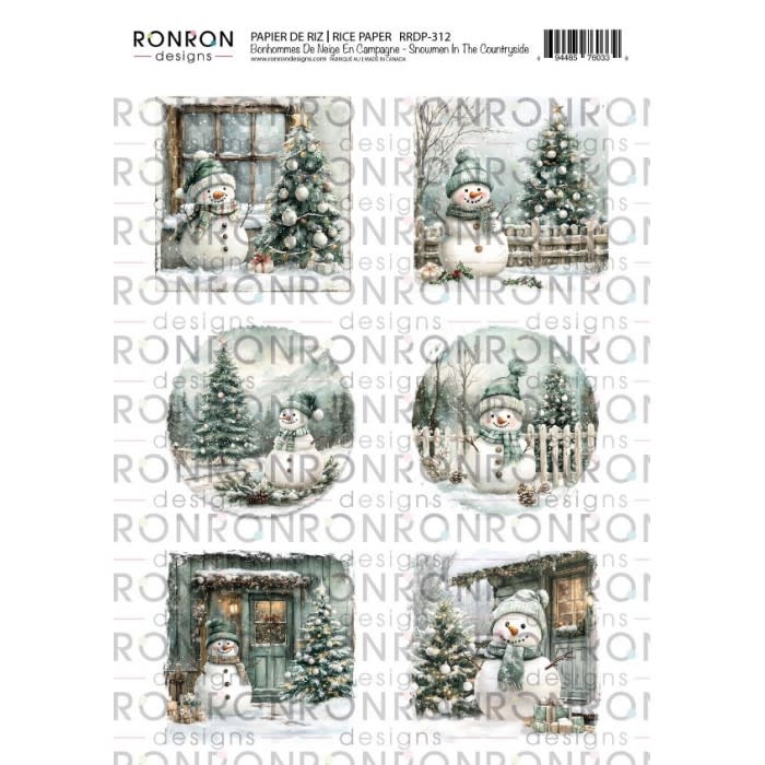 RONRON DESIGNS RONRON DESIGNS BONHOMMES DE NEIGE EN CAMPAGNE RICE PAPER
