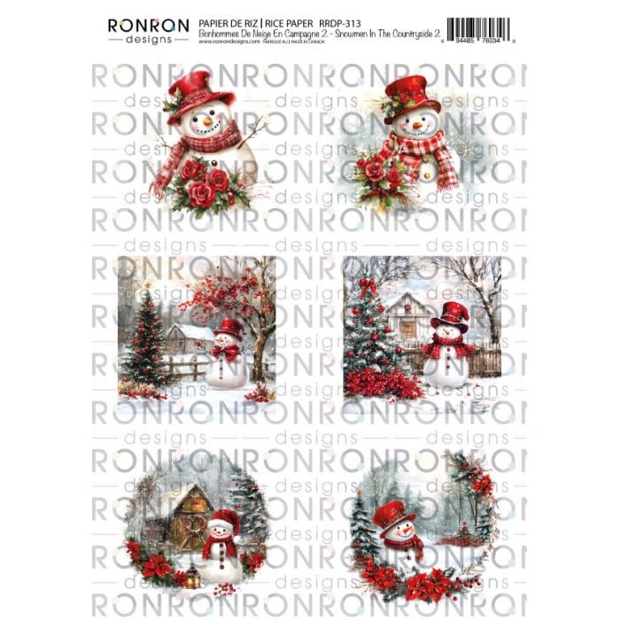 RONRON DESIGNS RONRON DESIGNS BONHOMMES DE NEIGE EN CAMPAGNE 2 RICE PAPER