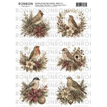 RONRON DESIGNS RONRON DESIGNS OISEAUX SAISON DES FÊTES 2 RICE PAPER