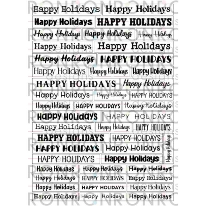 RONRON DESIGNS RONRON DESIGNS HAPPY HOLIDAYS - WHITE STICKERS
