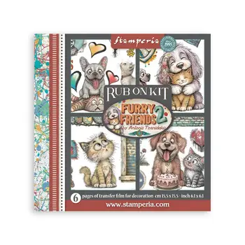 STAMPERIA STAMPERIA FURRY FRIENDS 2 ASSORTED RUB-ONS 6/PK