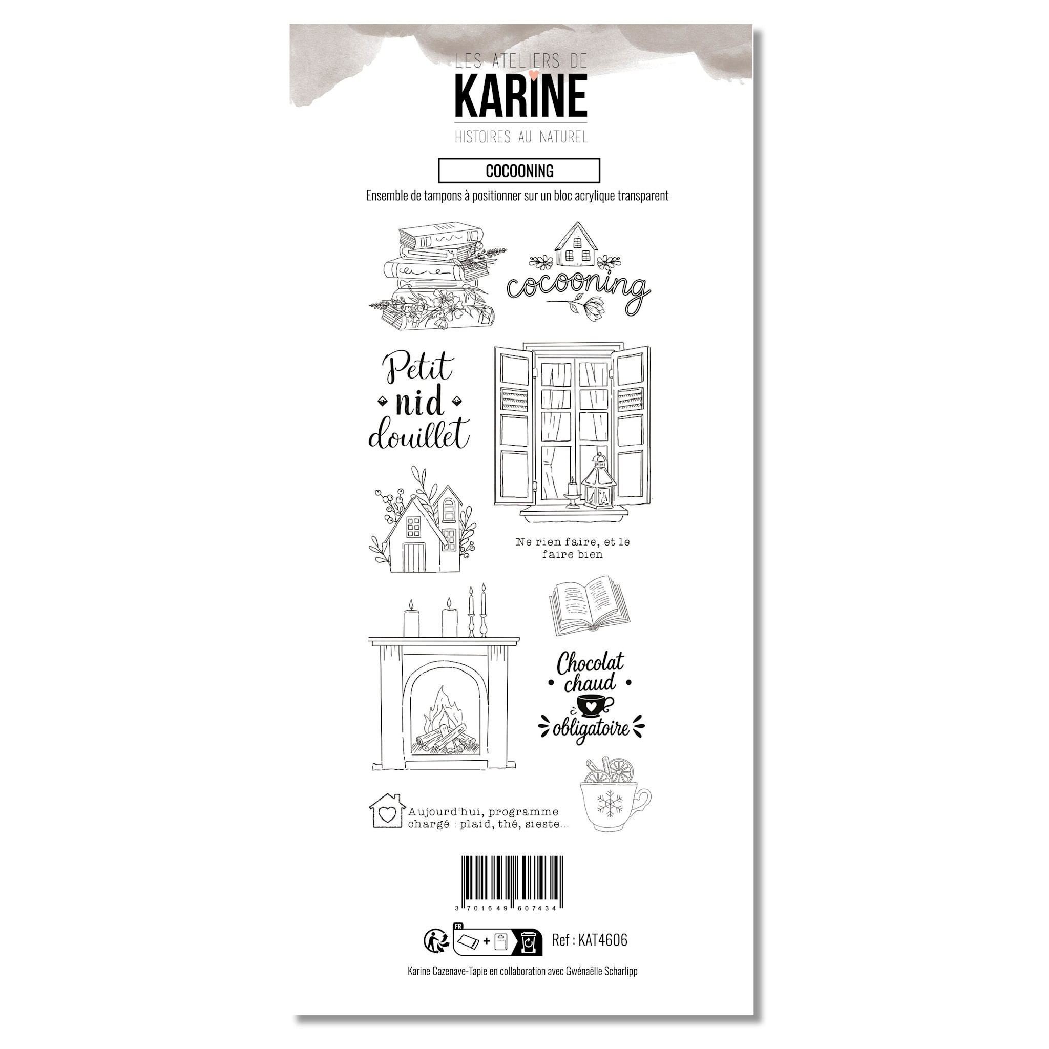 LES ATELIERS DE KARINE LES ATELIERS DE KARINE HISTOIRES AU NATUREL COCOONING CLEAR STAMP SET