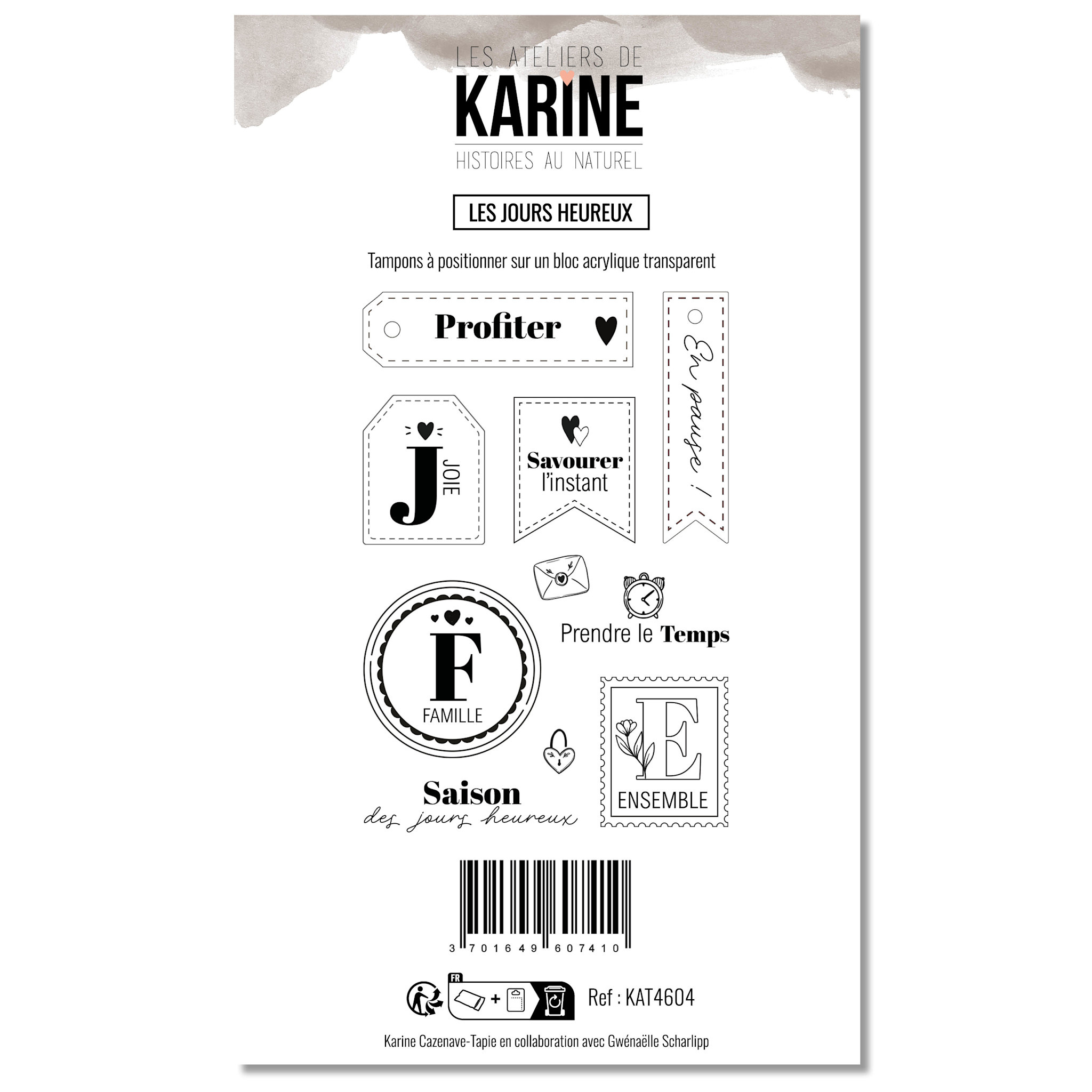 LES ATELIERS DE KARINE LES ATELIERS DE KARINE HISTOIRES AU NATUREL LES JOURS HEUREUX CLEAR STAMP SET