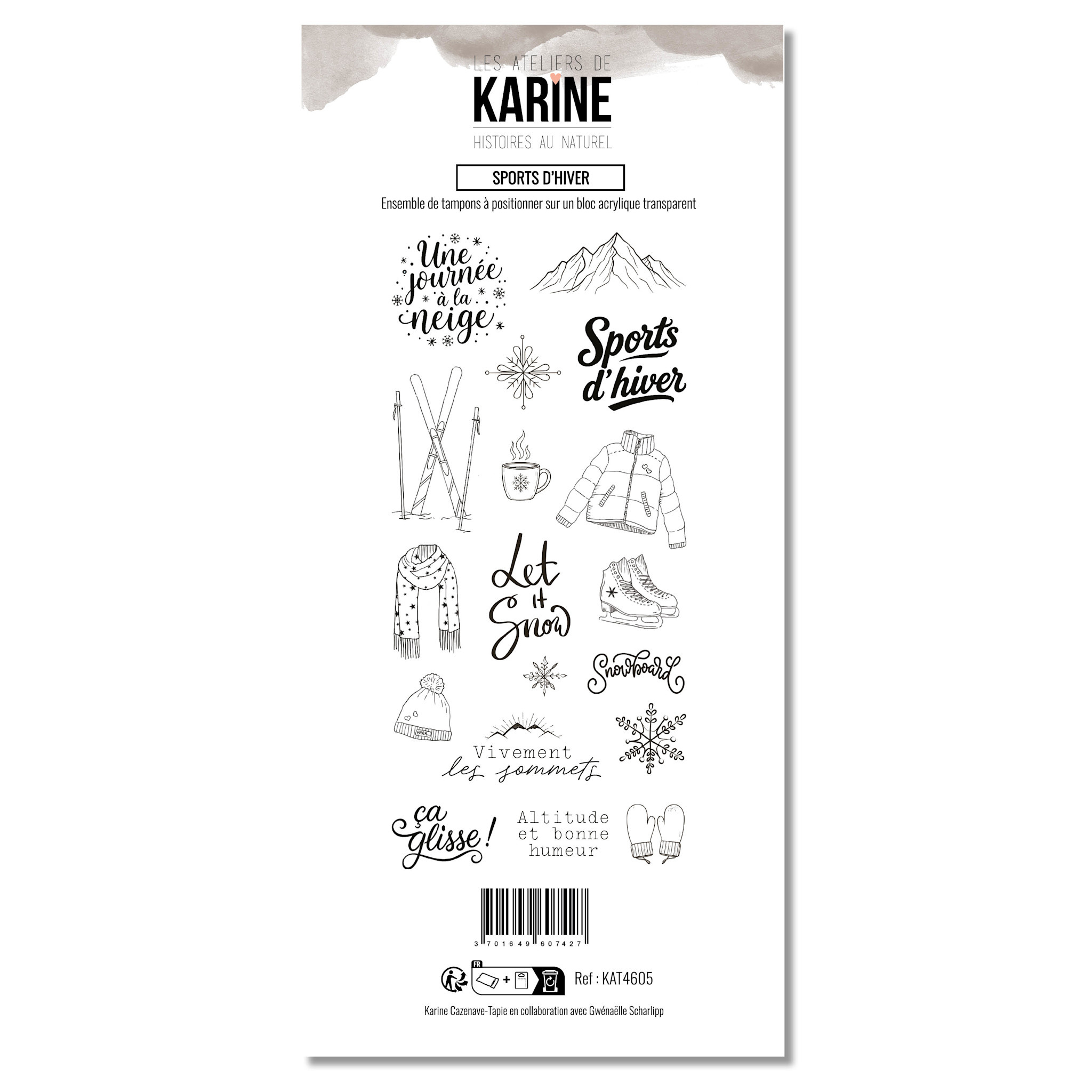 LES ATELIERS DE KARINE LES ATELIERS DE KARINE HISTOIRES AU NATUREL SPORTS D'HIVER CLEAR STAMP SET