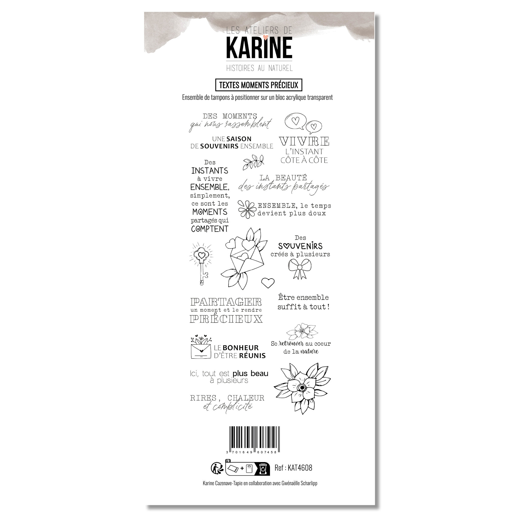 LES ATELIERS DE KARINE LES ATELIERS DE KARINE HISTOIRES AU NATUREL TEXTES MOMENTS PRÉCIEUX CLEAR STAMP SET
