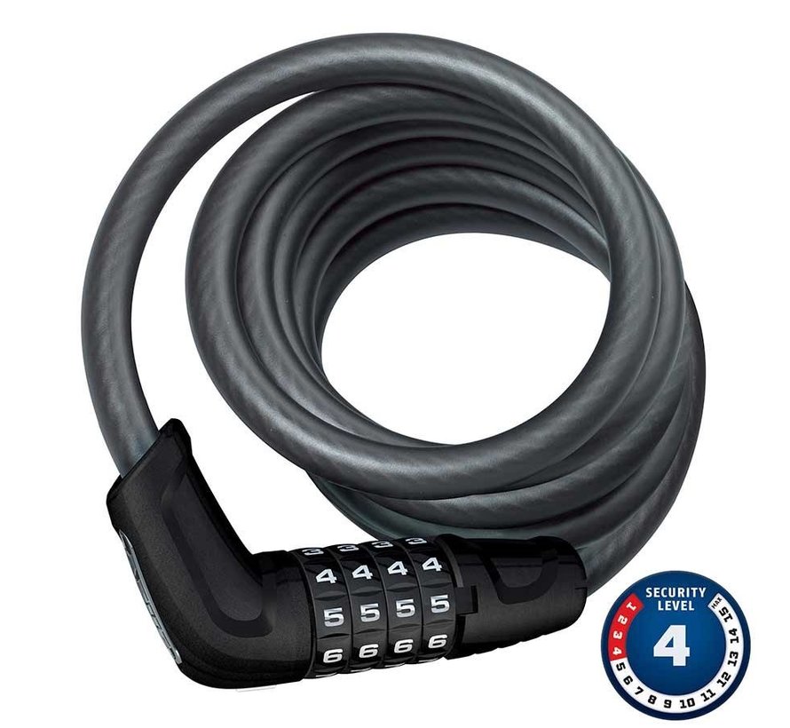 Cable with 4 digit combination lock, Abus, Tresor 6512C, 12mm x 180cm (12mm x 5.9')