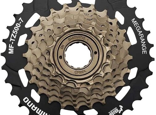 Shimano MULTIPLE FREEWHEEL SPROCKET, MF-TZ500-7,7-SPEED, 14-16-18-20-22-24-34T, IND.PACK