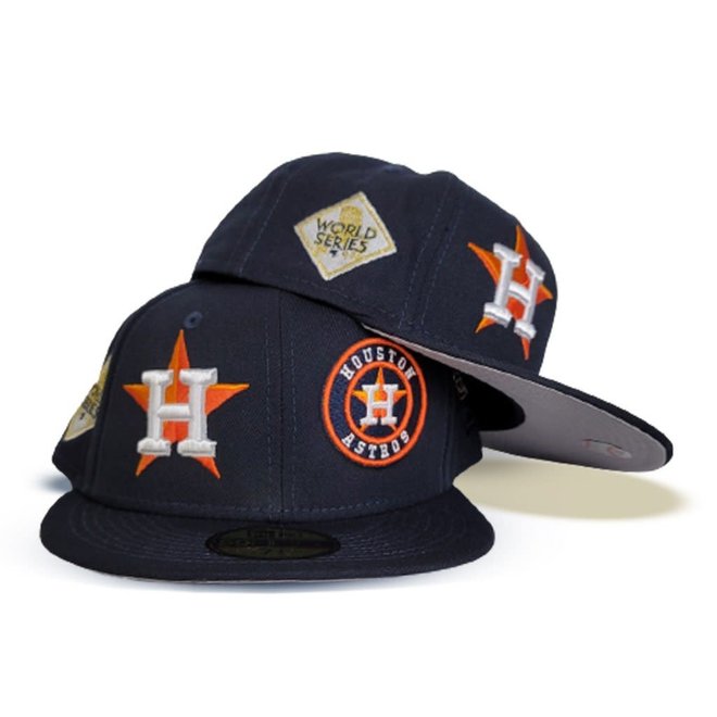 New Era Houston Astros Mens Navy Blue QT World Series Side Patch 59FIFTY  Fitted Hat