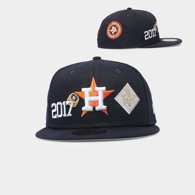 Off White Houston Astros 2017 World Series Side Patch New Era Fitted 75/8