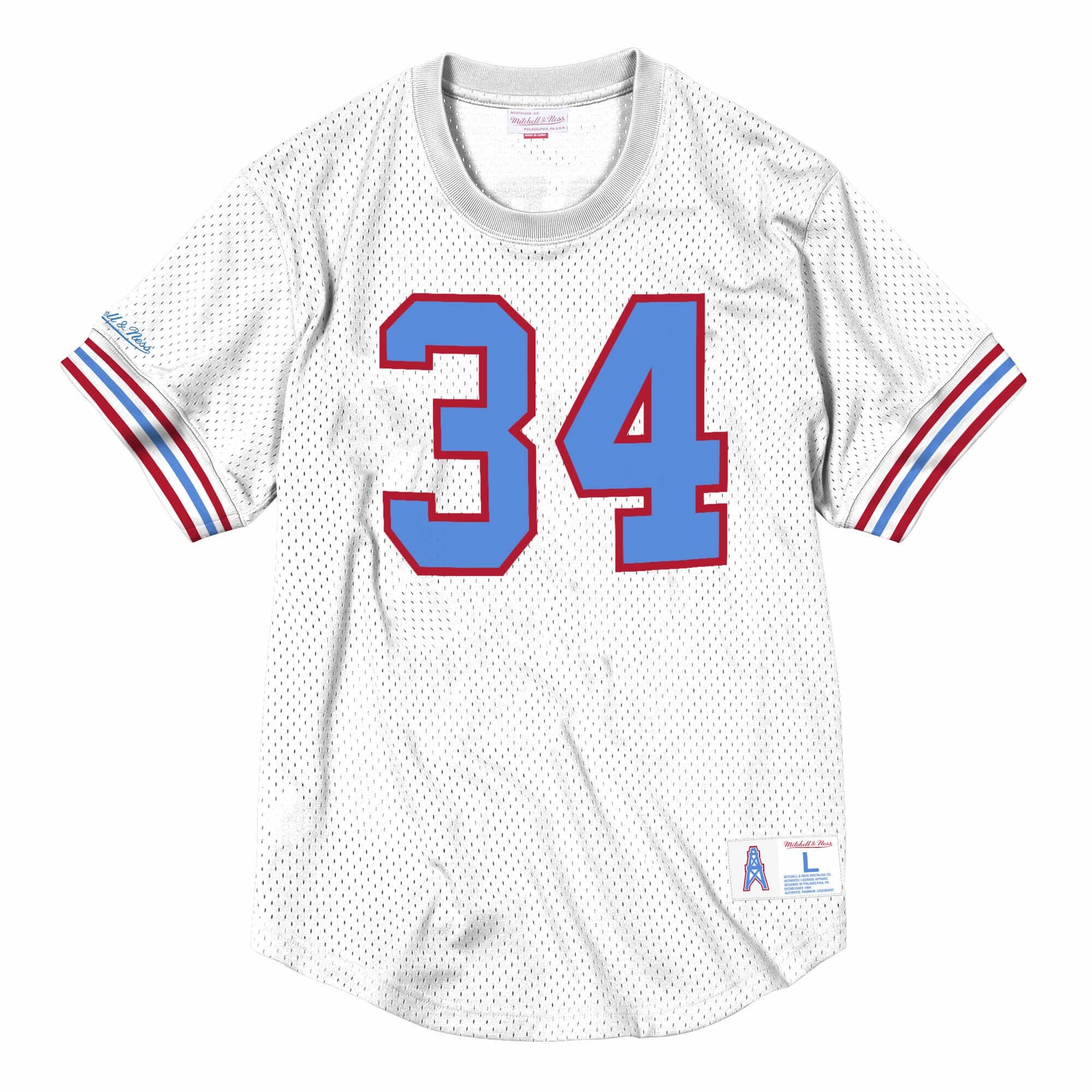 Mitchell & Ness Men's Earl Campbell Light Blue, Red Houston Oilers