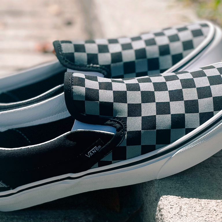 Custom Reflective Slip On Checkerboard Vans