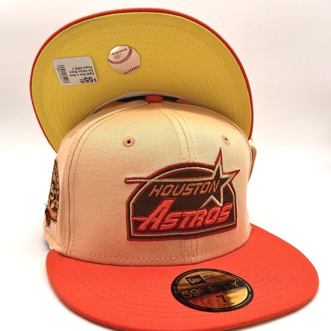 New Era 59Fifty Houston Astros Fitted Hat Patch Peach UV-Size 7 1/4-With Pin