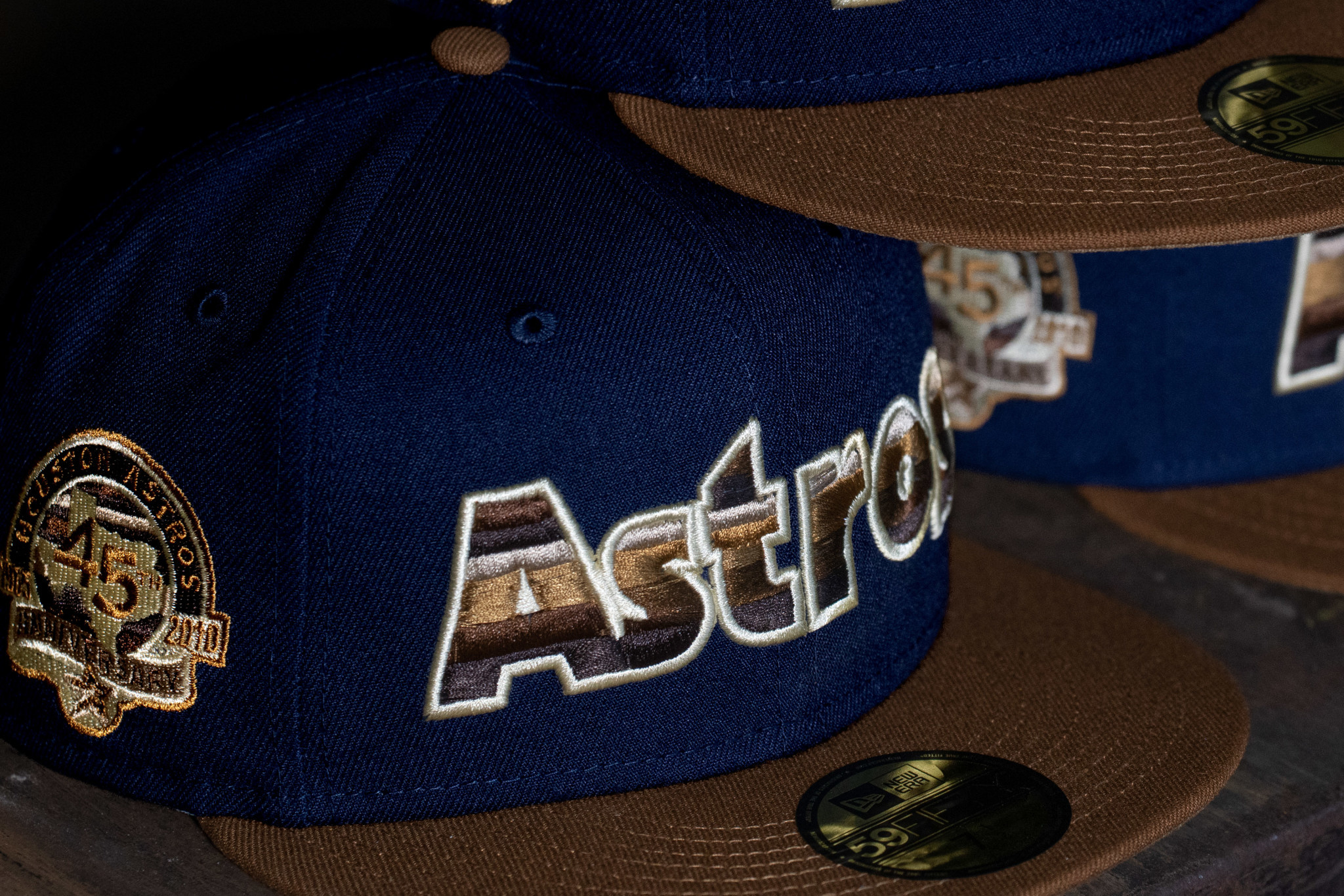 Brown Script Houston Astros Celebrating 45 Years New Era Fitted Hat 77/8