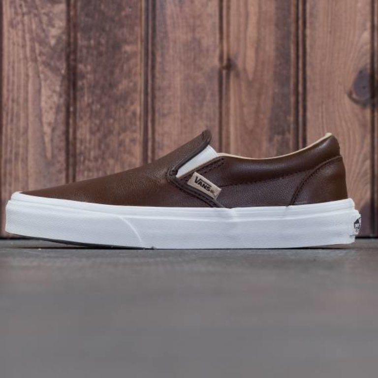 vans classic slip on brown leather