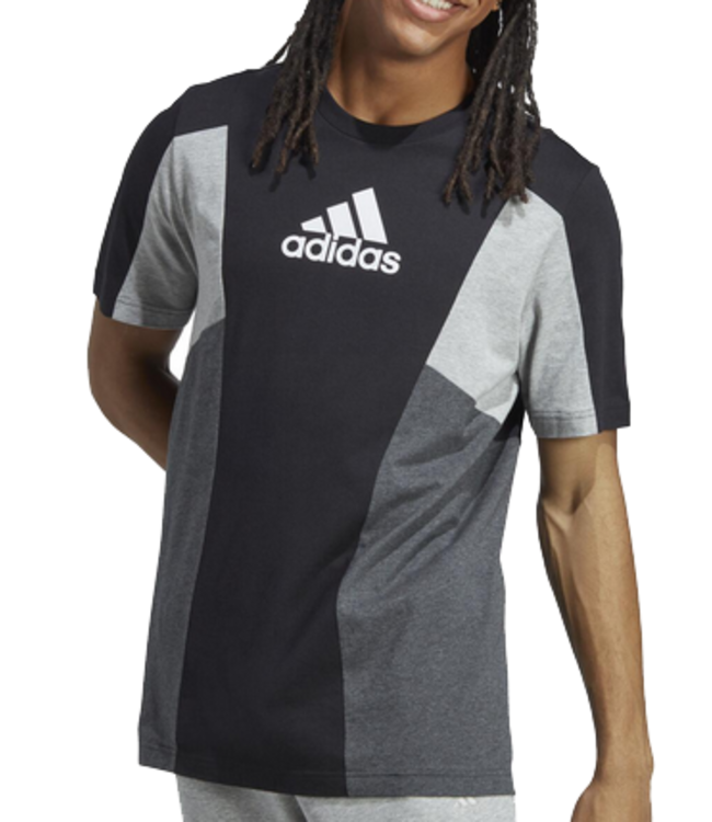 Adidas Mens Essential Color Block TShirt Blk Gry - Athlete\'s Choice | Sport-T-Shirts