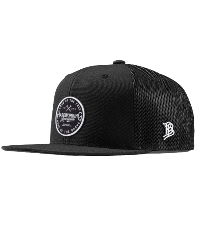 Branded Bills Branded Bills Mens Hardworking PVC Flat Trucker Black