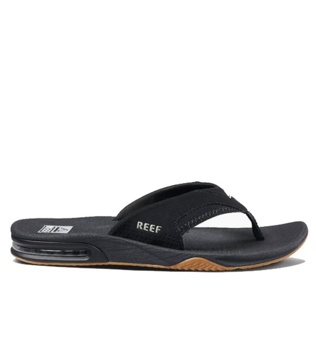 Reef Reef Mens Fanning Flip Flops Black Silver