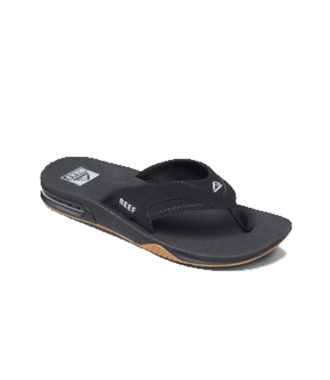 Reef Reef Mens Fanning Flip Flops Black Silver